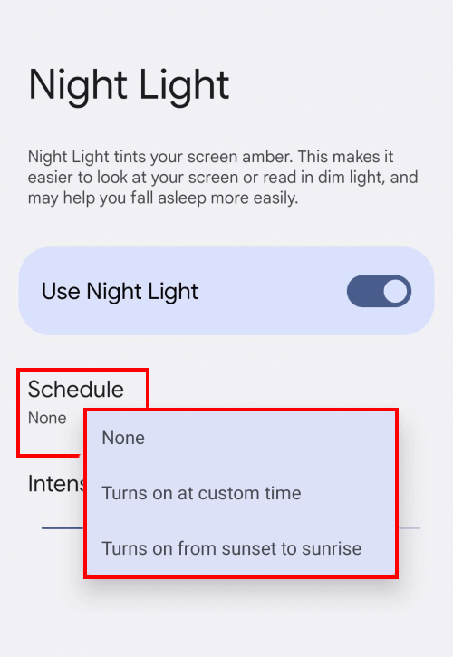 Tap where it says schedule and select an option